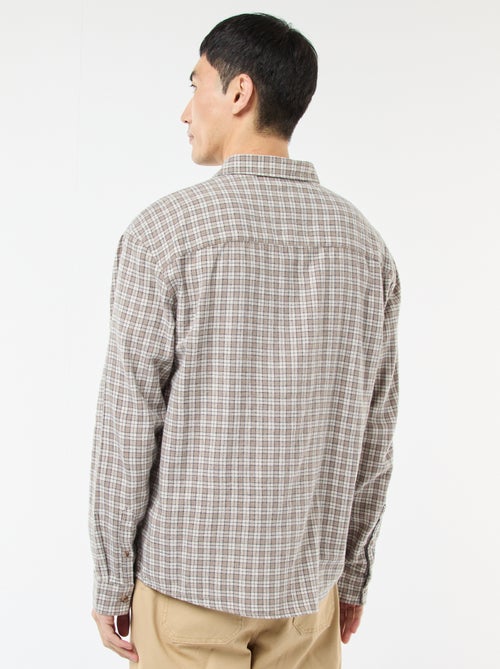 Chemise à carreaux en flanelle de coton - Kiabi