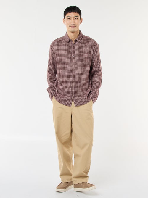 Chemise à carreaux en flanelle de coton - Kiabi