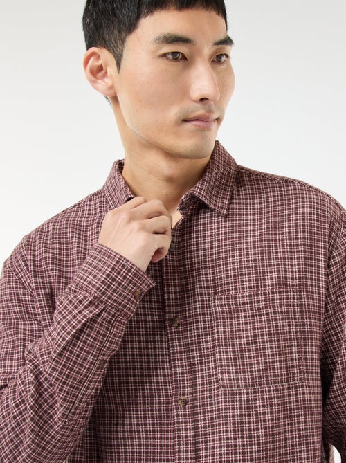 Chemise à carreaux en flanelle de coton - Kiabi