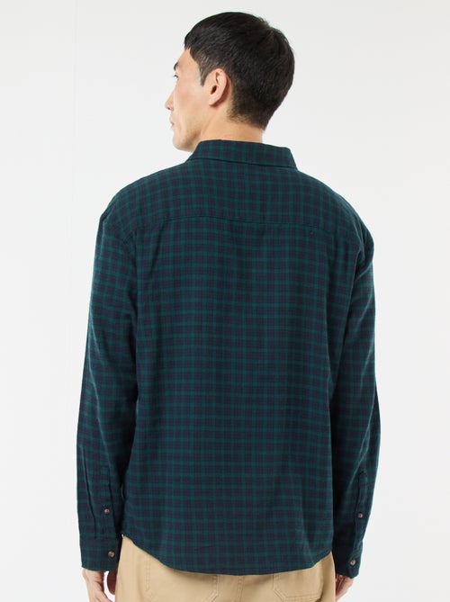Chemise à carreaux en flanelle de coton - Kiabi