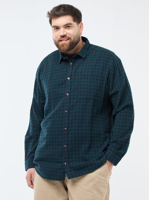 Chemise à carreaux en flanelle de coton - Kiabi
