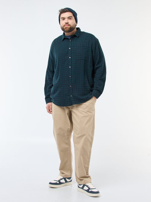 Chemise à carreaux en flanelle de coton - Kiabi
