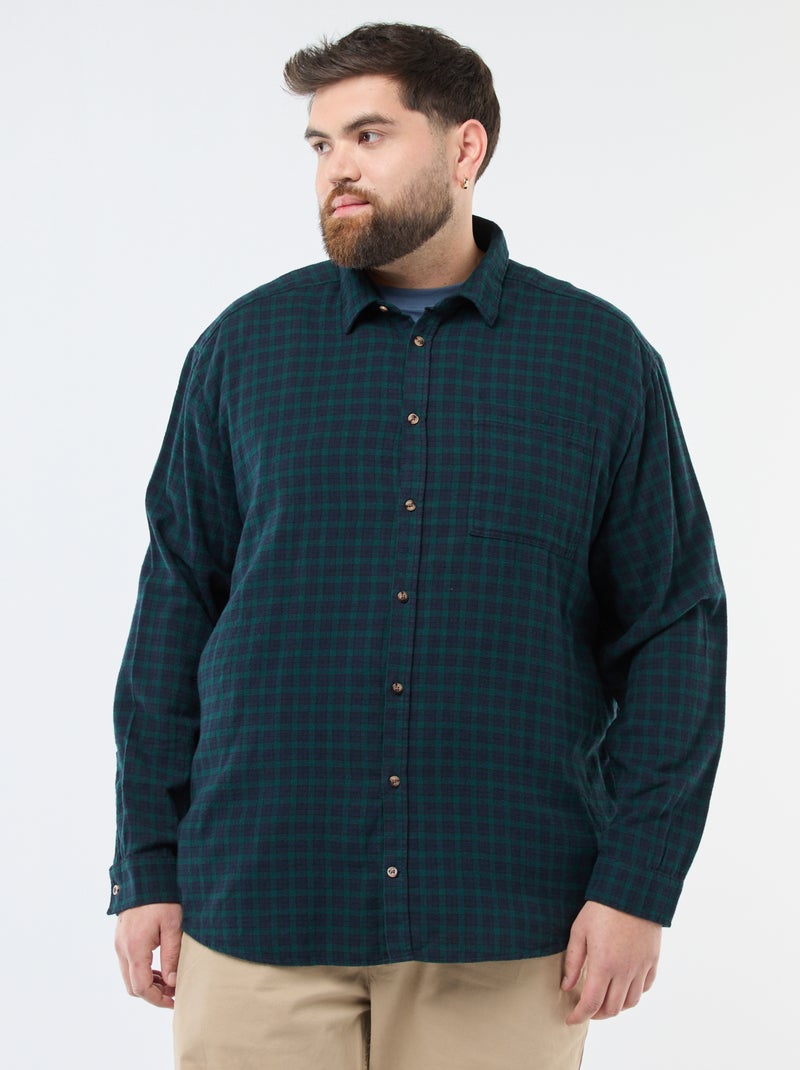 Chemise à carreaux en flanelle de coton Vert - Kiabi