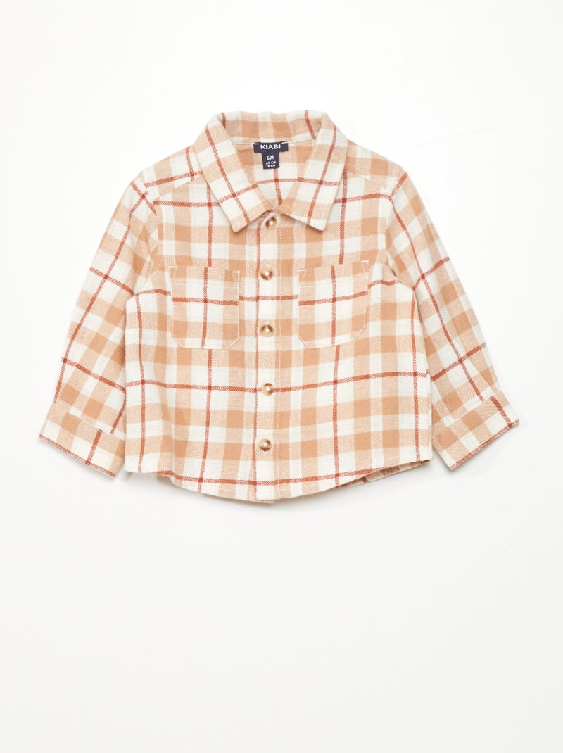 Chemise à carreaux en flanelle Marron - Kiabi