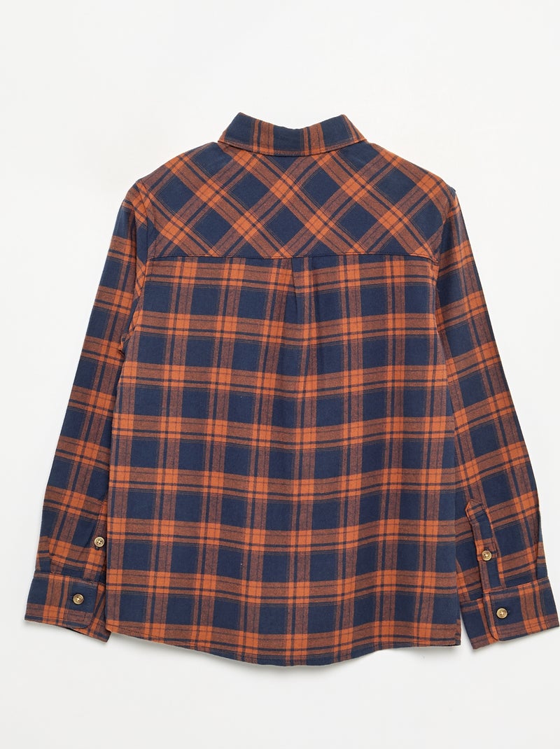 Chemise à carreaux en flanelle Marron - Kiabi