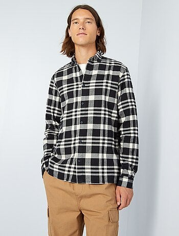 Chemise LL Bean Homme Bleu à Carreaux - Flanelle, Manches Longues, Taille L