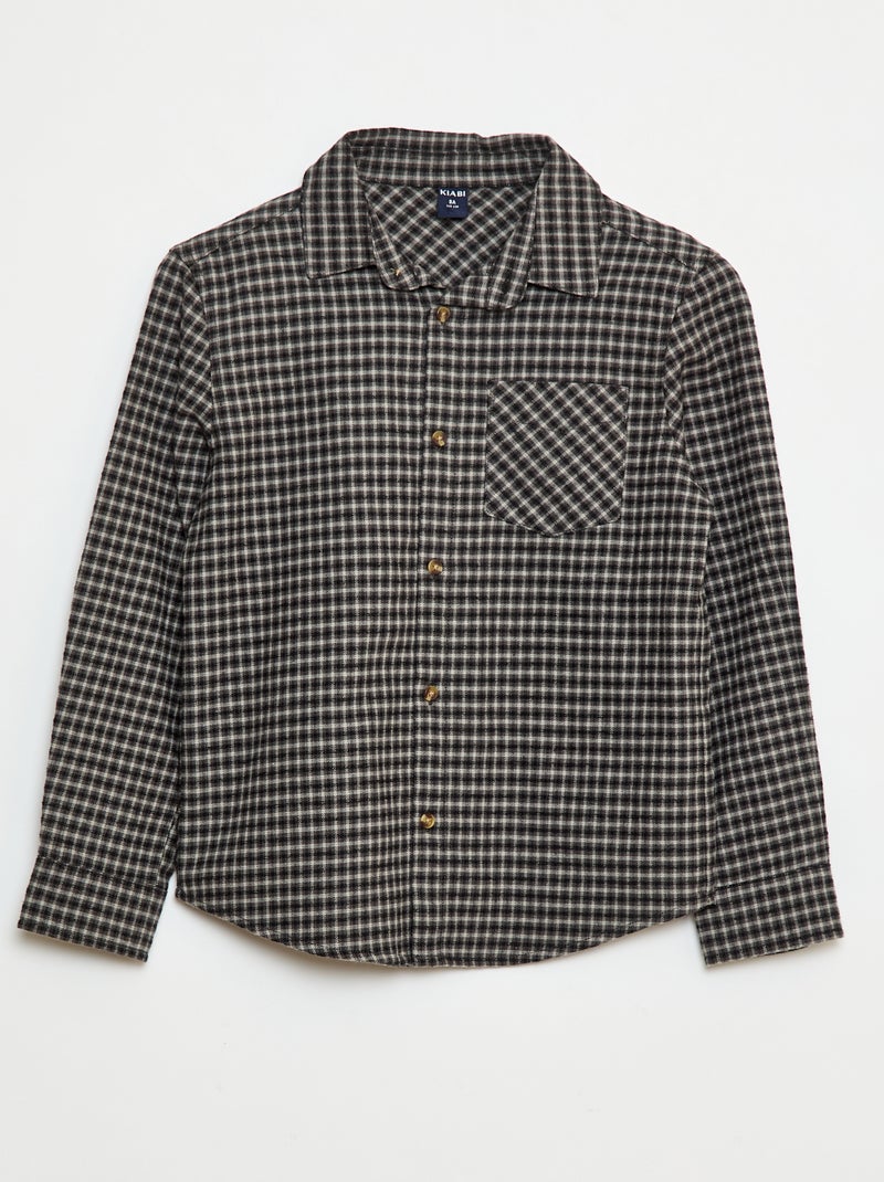 Chemise à carreaux en flanelle Noir - Kiabi