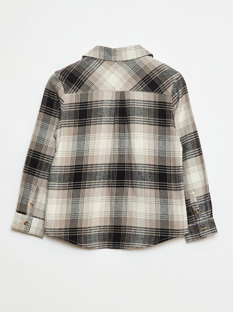 Chemise à carreaux en flanelle Noir - Kiabi