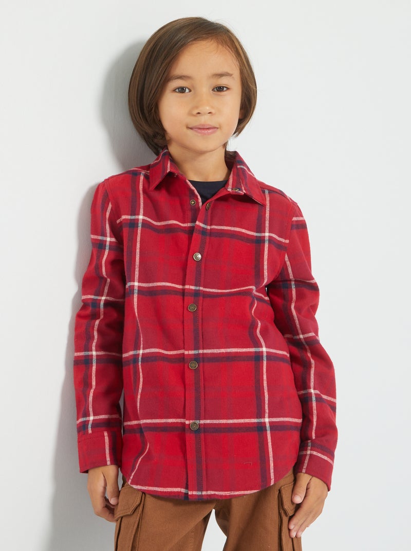 Chemise à carreaux en flanelle Rouge - Kiabi