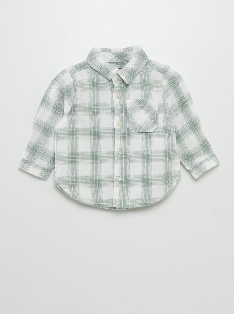 Chemise à carreaux en flanelle Vert - Kiabi