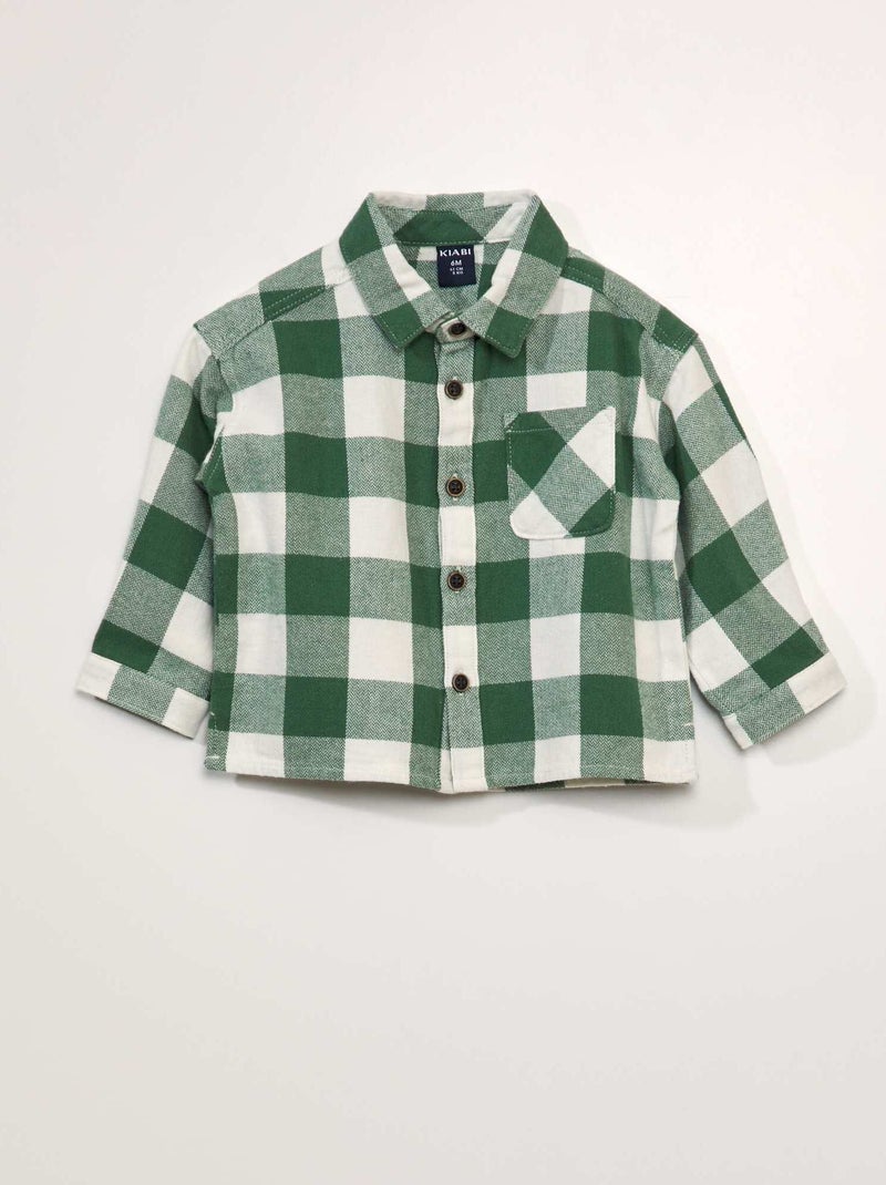 Chemise à carreaux en flanelle Vert carreaux - Kiabi