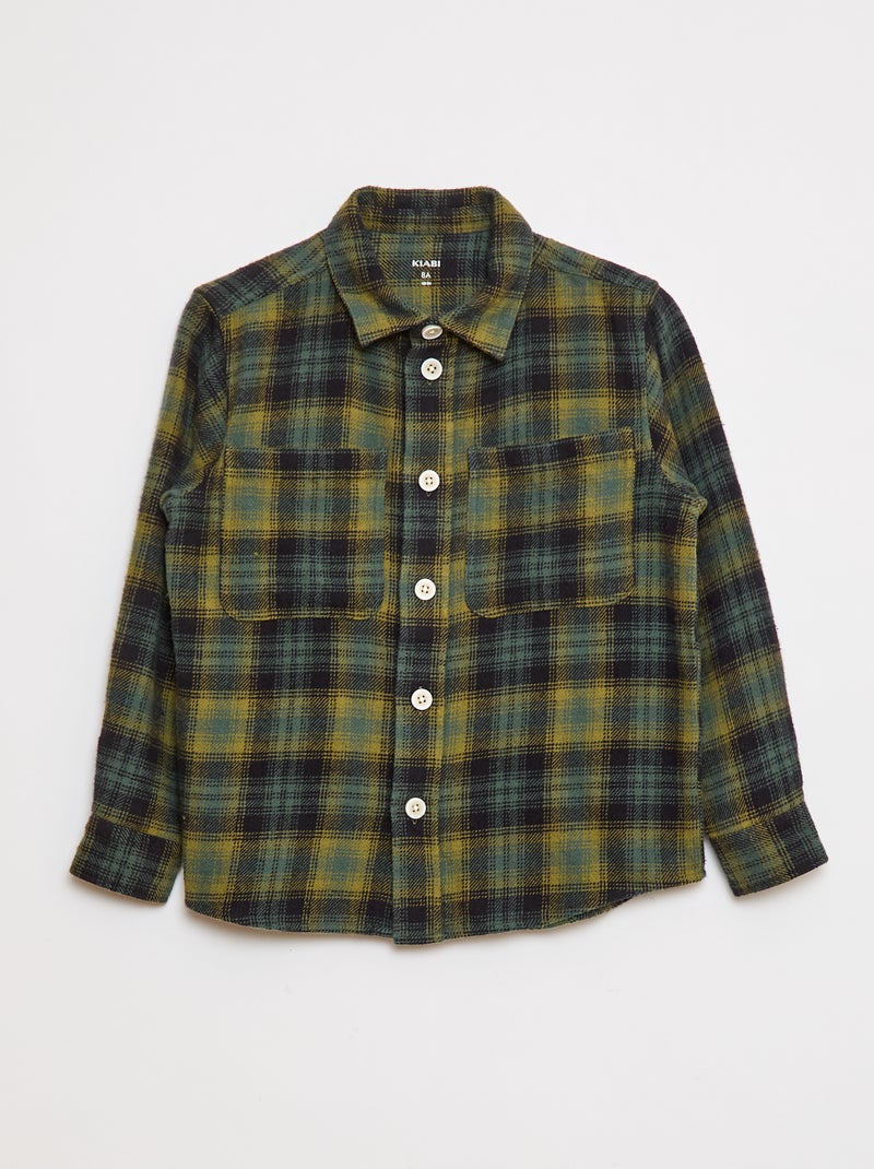 Chemise à carreaux en flanelle Vert - Kiabi