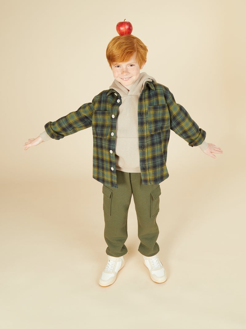 Chemise à carreaux en flanelle Vert - Kiabi