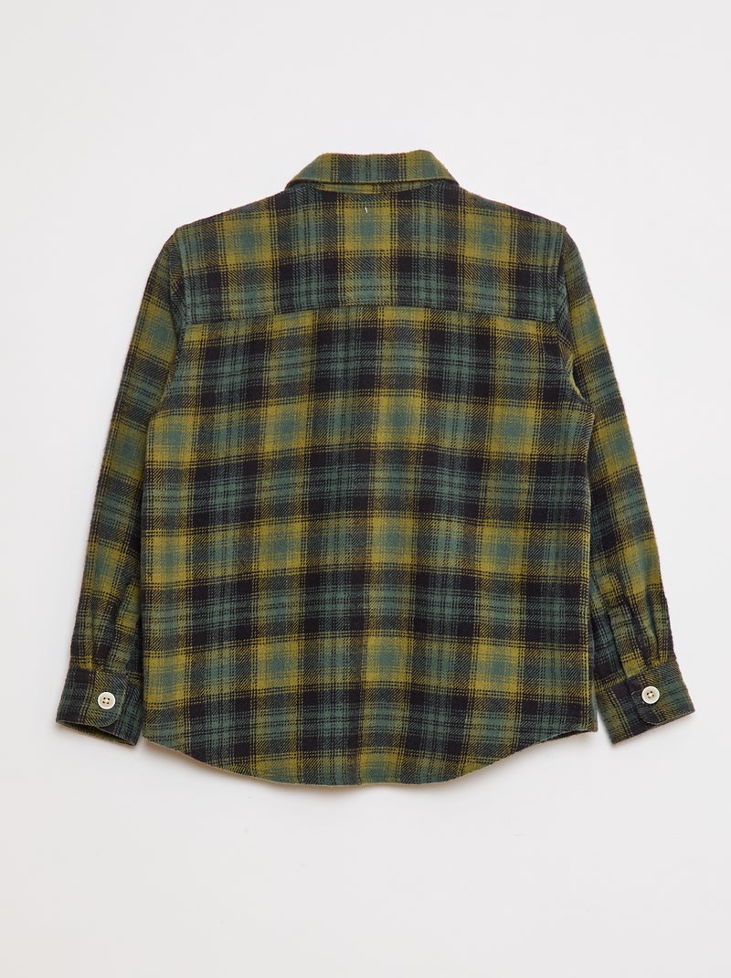 Chemise à carreaux en flanelle Vert - Kiabi