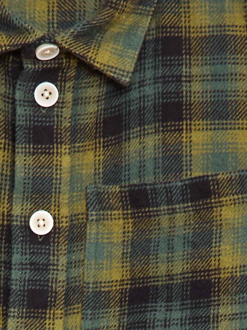 Chemise à carreaux en flanelle Vert - Kiabi