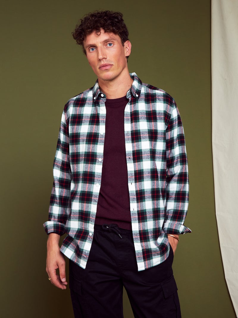 Chemise à carreaux en flanelle Vert/rouge/blanc - Kiabi