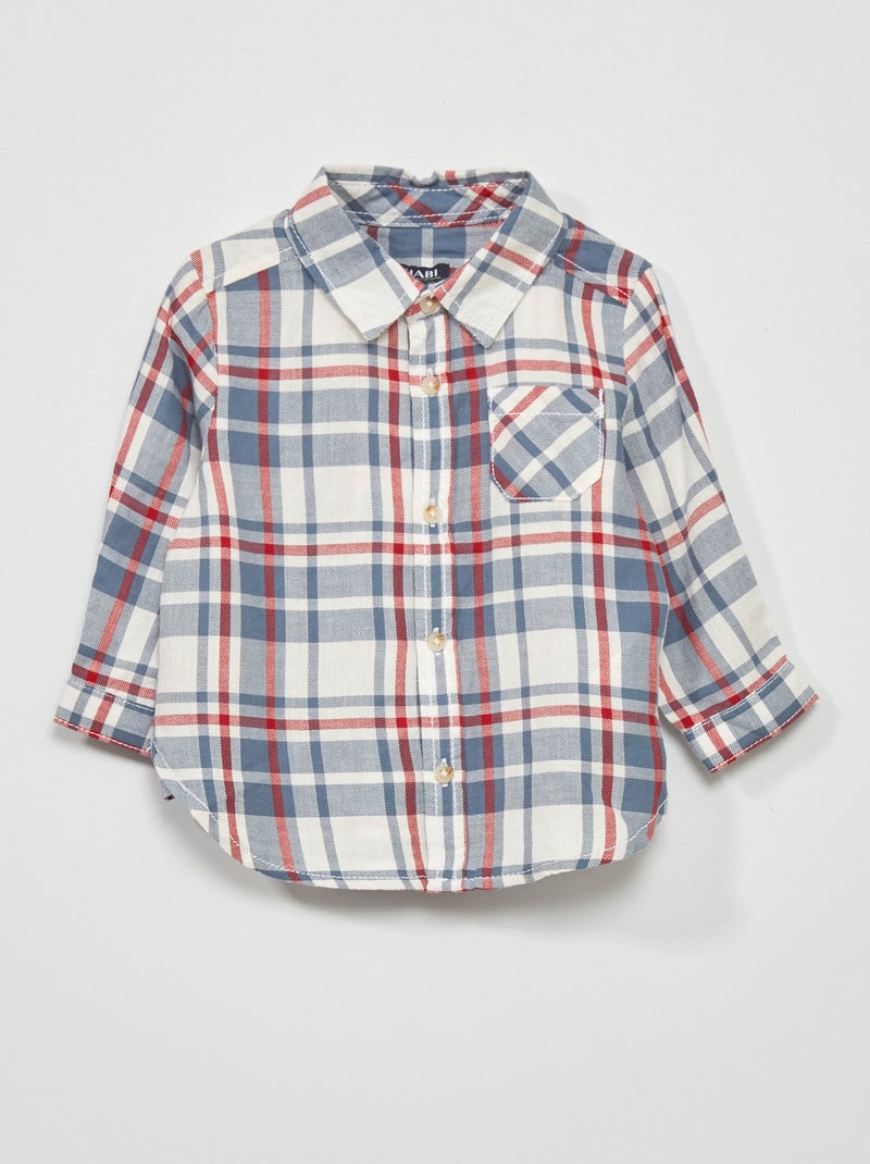 Chemise à carreaux en twill Rouge - Kiabi
