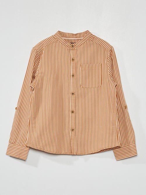 Chemise à carreaux et col mao - Kiabi