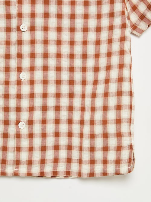 Chemise à carreaux et manches courtes - Kiabi