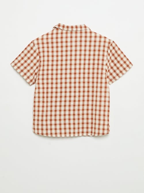 Chemise à carreaux et manches courtes - Kiabi