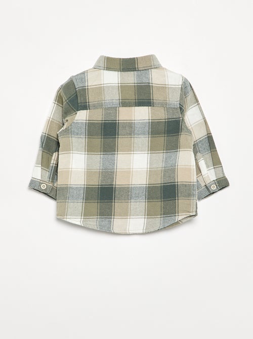 Chemise à carreaux et manches longues - Kiabi