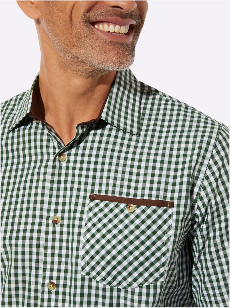Chemise à Carreaux Finitions Très Contrastées - Taille Standard - Moda Vilona Beige - Kiabi
