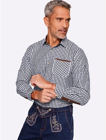 Chemise à Carreaux Finitions Très Contrastées - Taille Standard - Moda Vilona