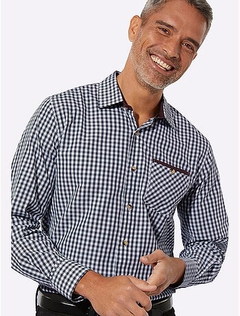 Chemise à Carreaux Finitions Très Contrastées - Taille Standard - Moda Vilona