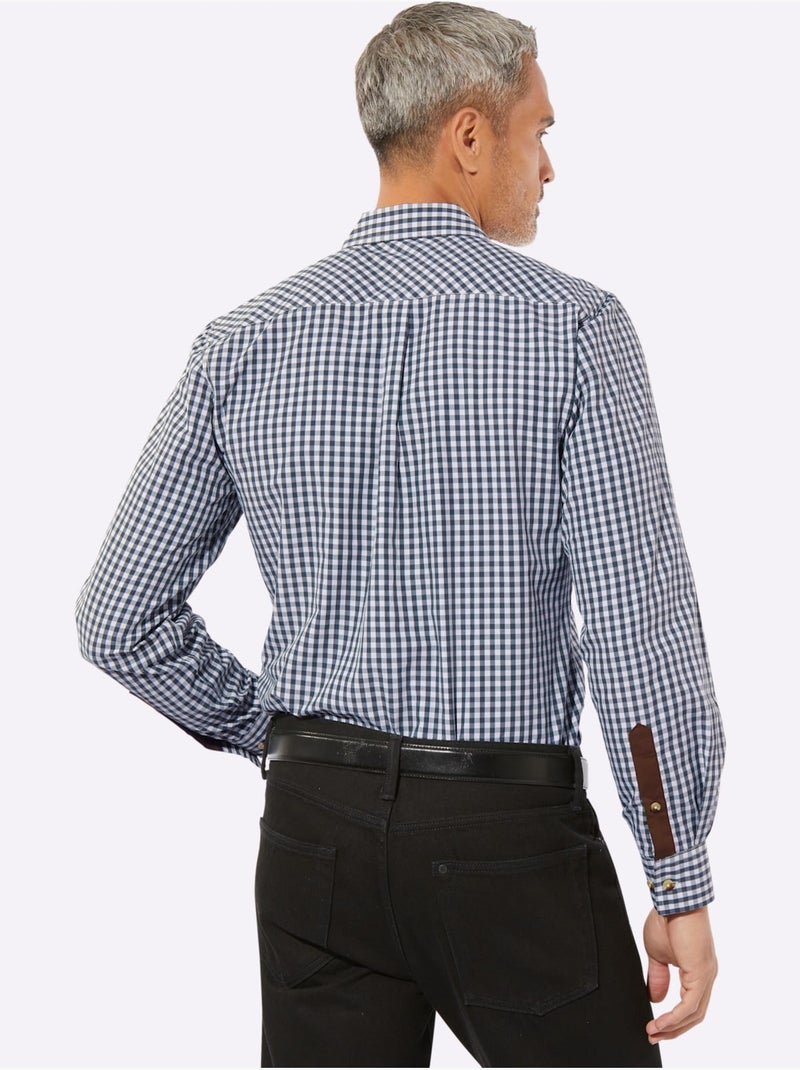 Chemise à Carreaux Finitions Très Contrastées - Taille Standard - Moda Vilona Bleu marine - Kiabi