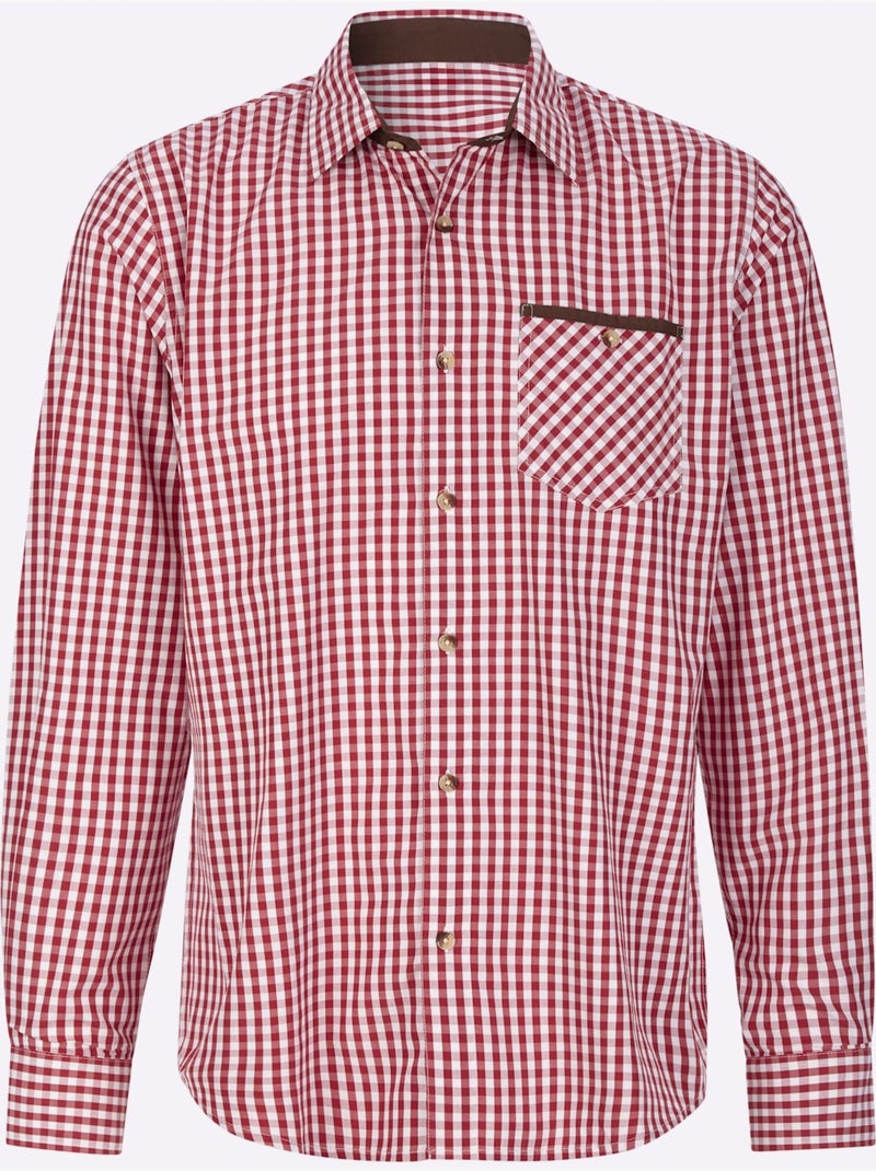 Chemise à Carreaux Finitions Très Contrastées - Taille Standard - Moda Vilona Cerise - Kiabi