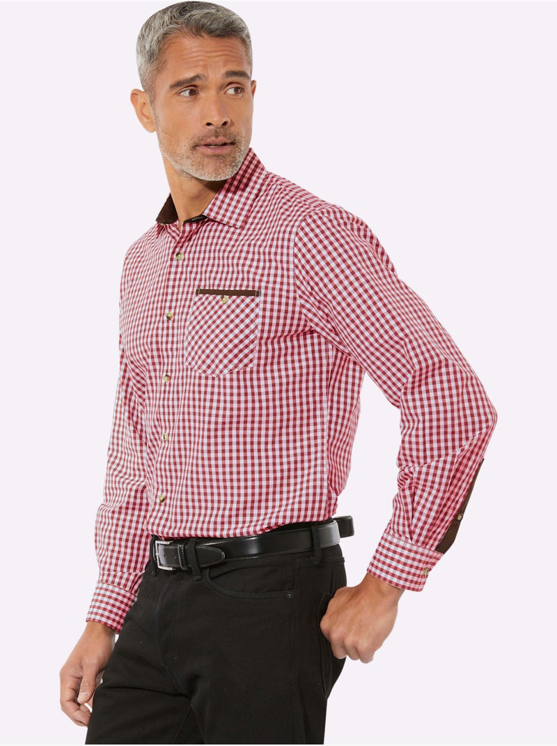 Chemise à Carreaux Finitions Très Contrastées - Taille Standard - Moda Vilona Cerise - Kiabi