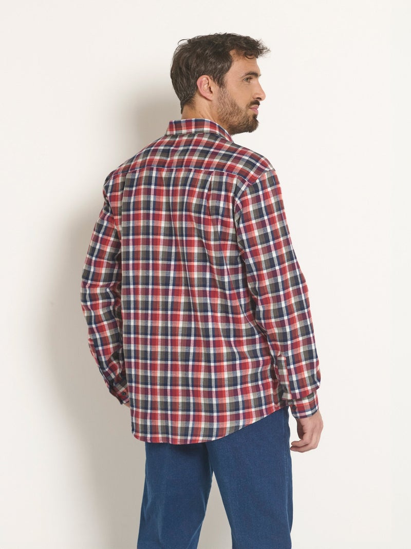 Chemise à carreaux flanelle chaude, foncé Noir Rouge - Kiabi
