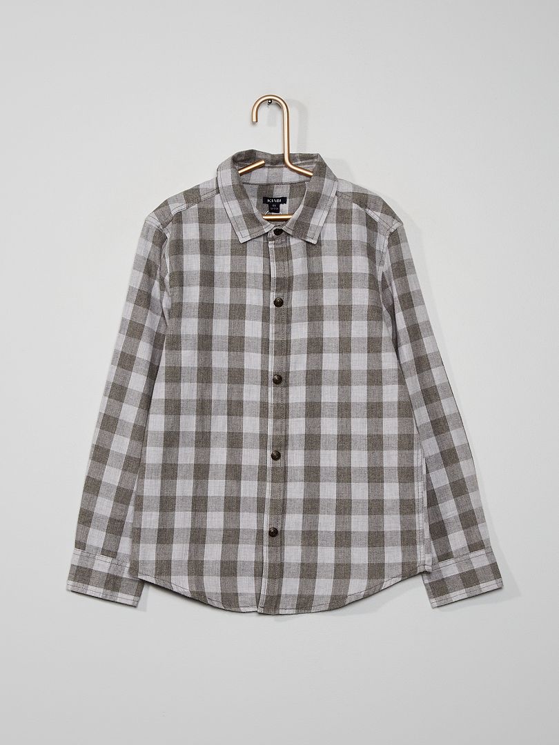 Chemise à carreaux gris - Kiabi