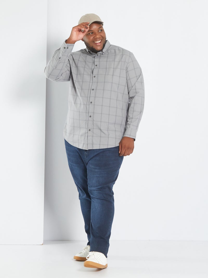Chemise à carreaux Gris - Kiabi