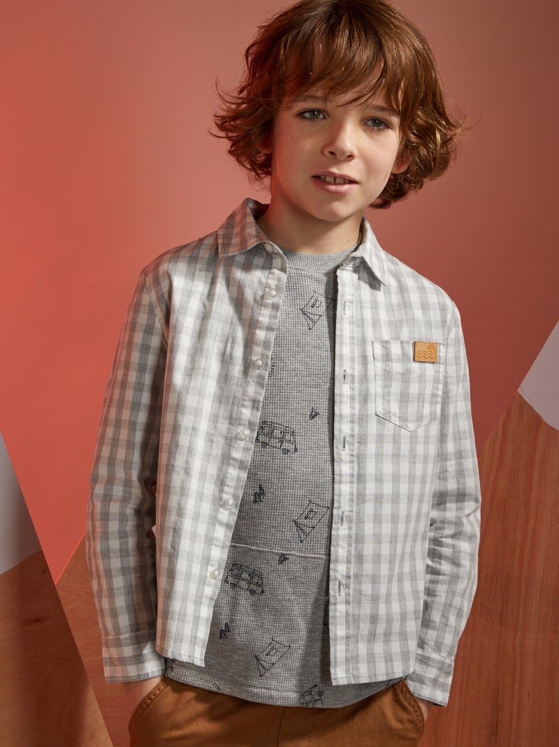 Chemise à carreaux GRIS - Kiabi