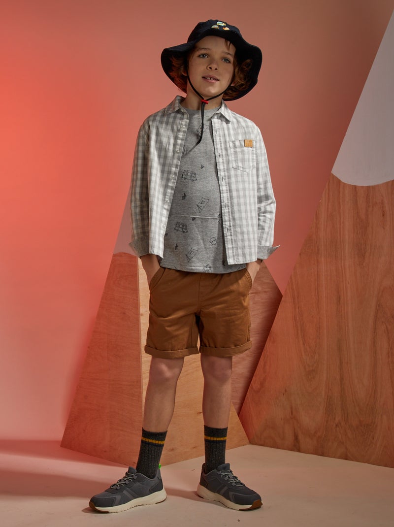 Chemise à carreaux GRIS - Kiabi