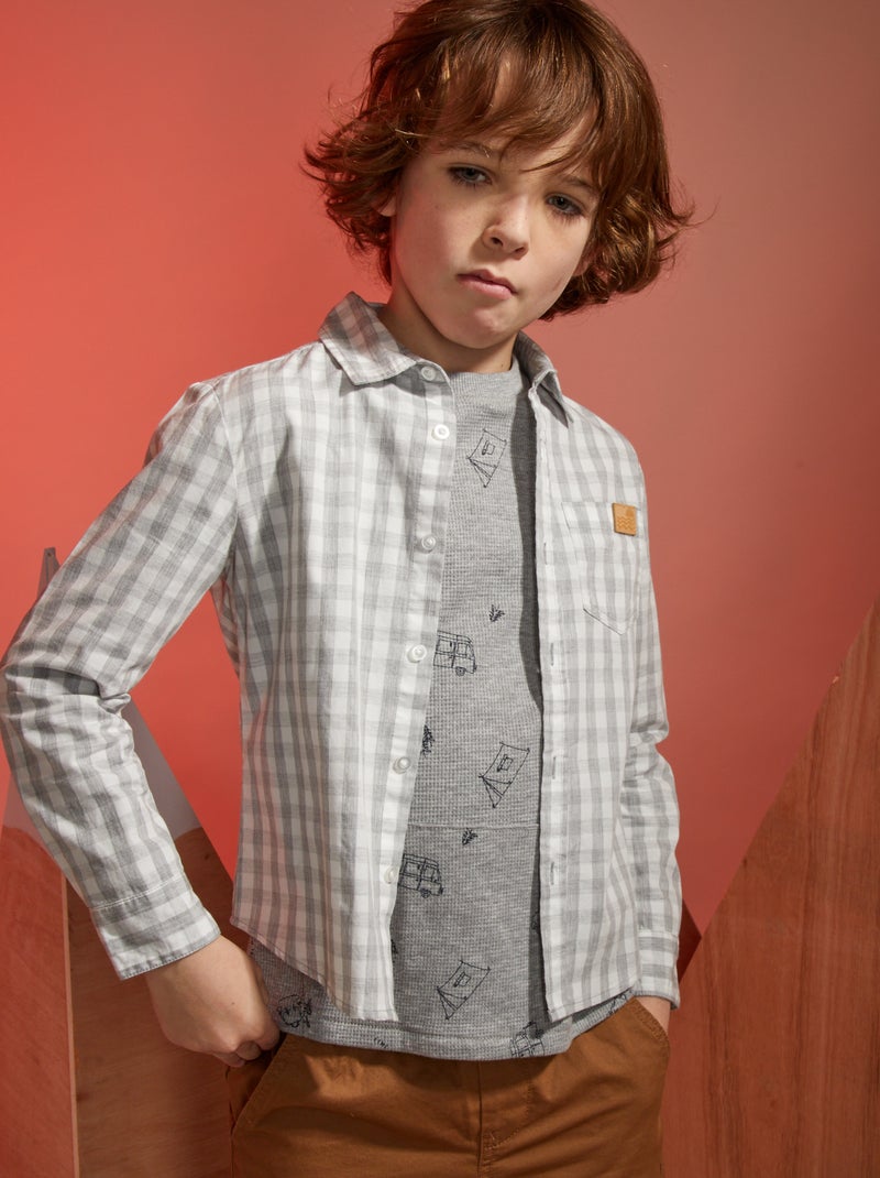 Chemise à carreaux GRIS - Kiabi