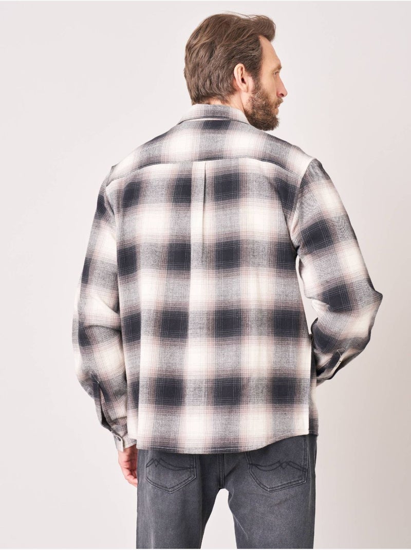 Chemise à carreaux homme en 100% coton 'deeluxe' Noir - Kiabi