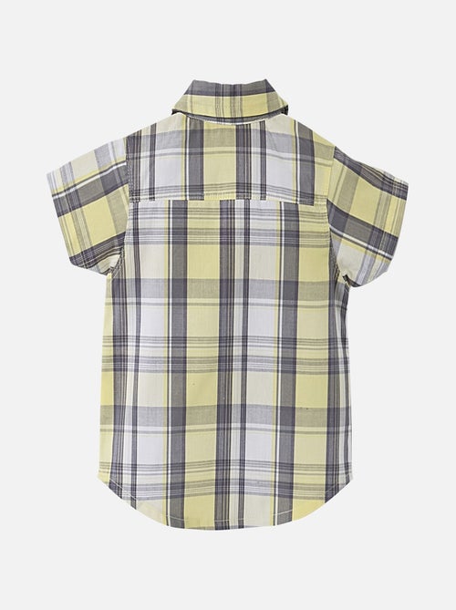 CHEMISE A CARREAUX JAUNE/GRIS - Kiabi
