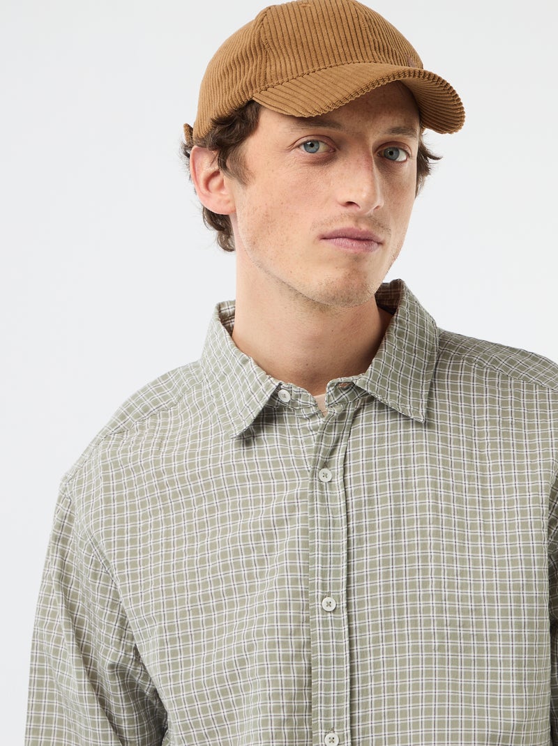 Chemise à carreaux Kaki - Kiabi