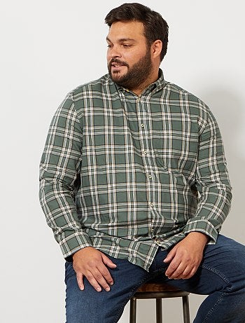 Chemise Homme Hickey Freeman à Carreaux - Taille XL - Couleur Orange Brûlé, Blanc, Marron - Occasion Très Bon état