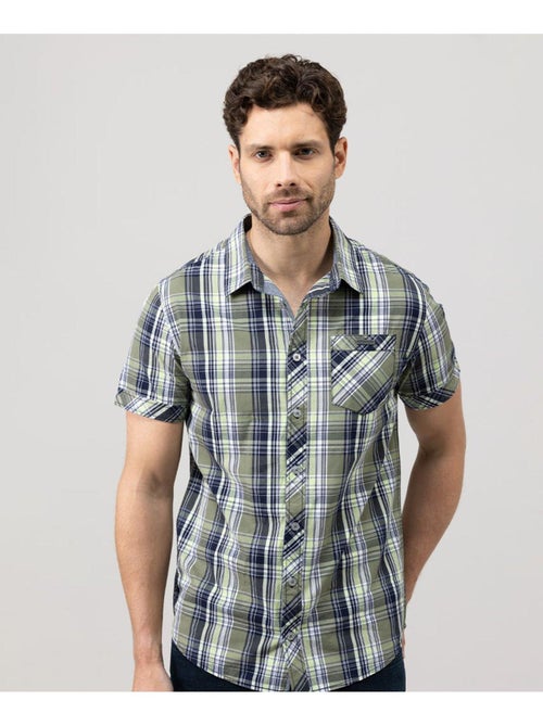 Chemise à carreaux manches courtes vert olive Homme - Terre de Marins - Kiabi