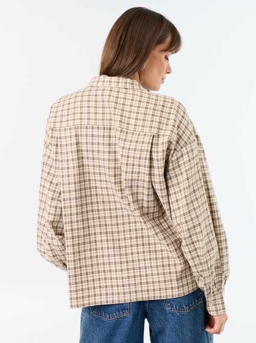 Chemise à carreaux manches longues - Kiabi