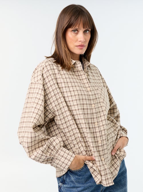 Chemise à carreaux manches longues - Kiabi