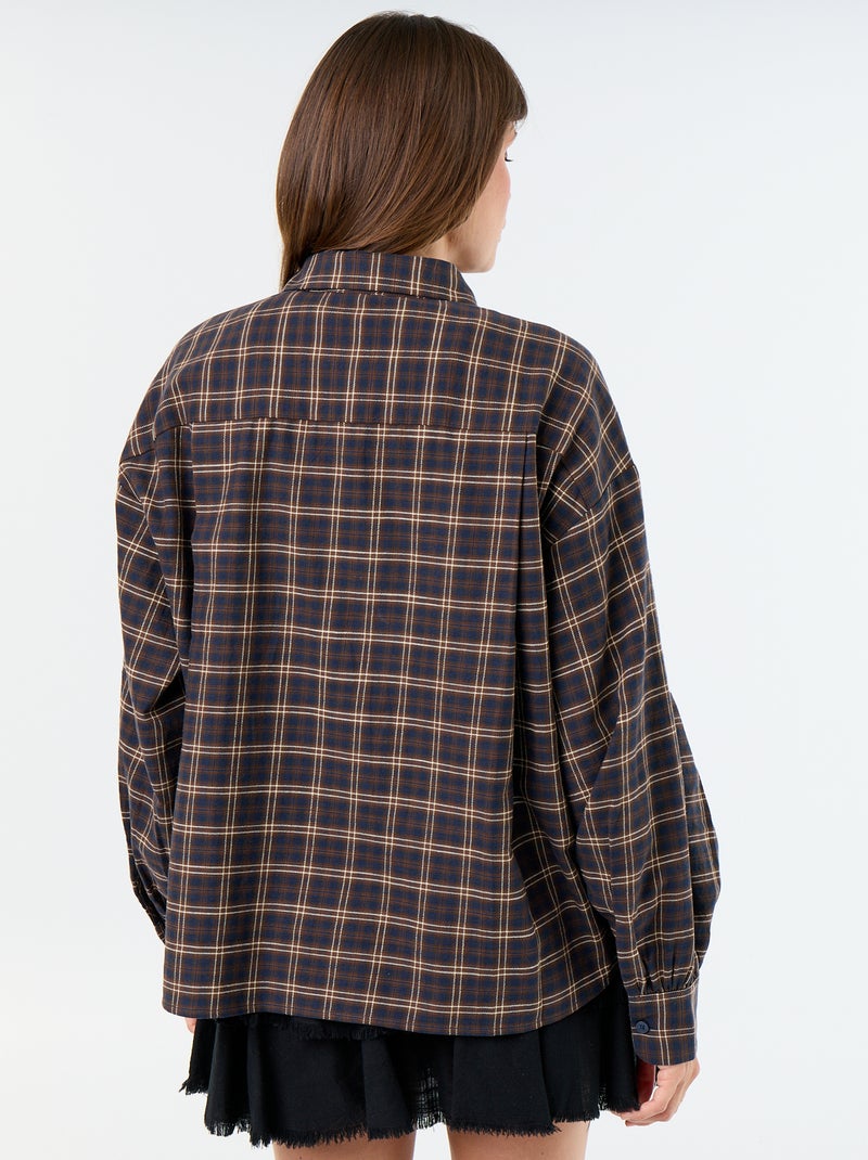 Chemise à carreaux manches longues Bleu - Kiabi