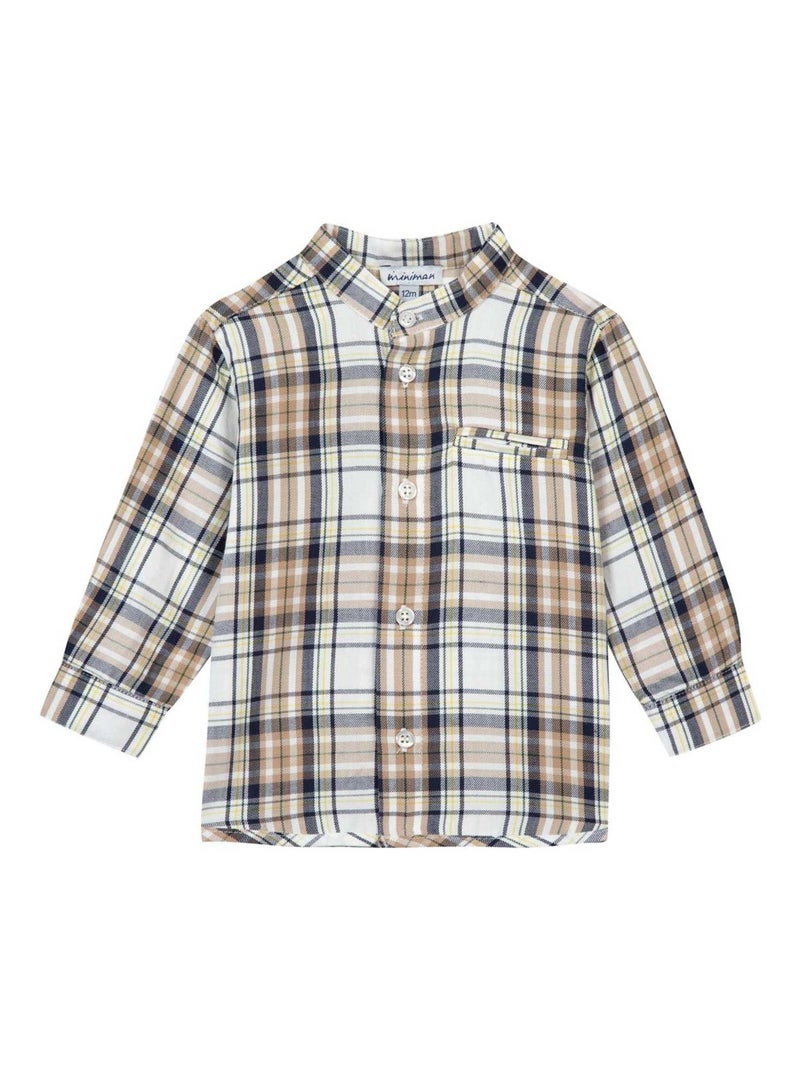 Chemise À Carreaux Manches Longues 'miniman' Ecru - Kiabi