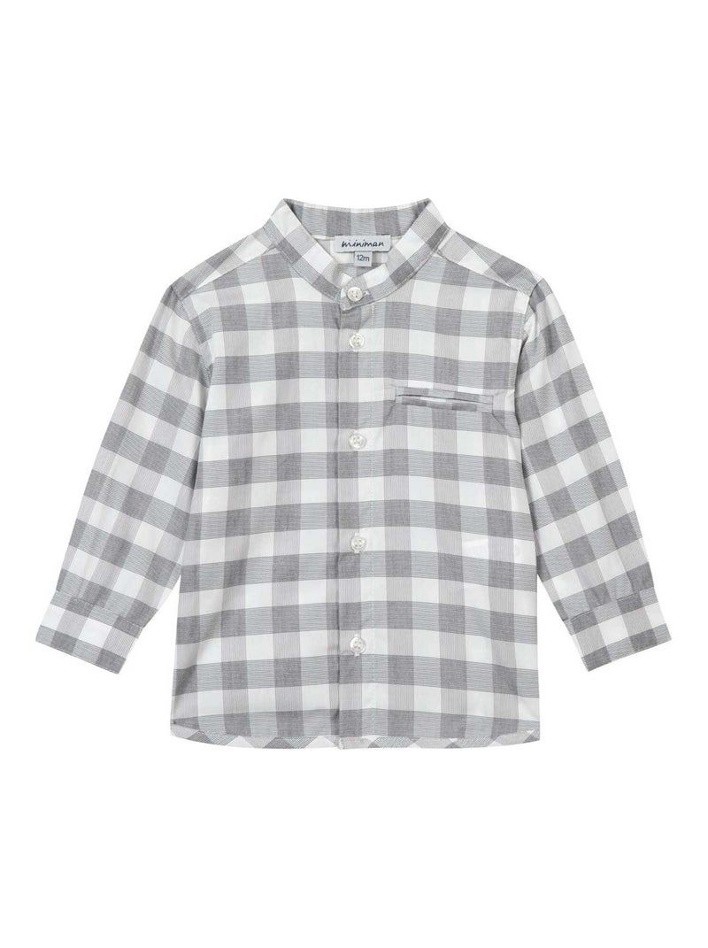 Chemise À Carreaux Manches Longues 'miniman' Gris foncé - Kiabi