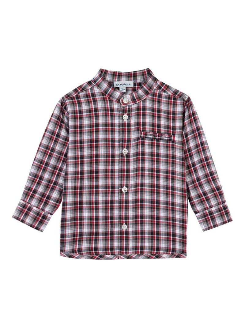 Chemise À Carreaux Manches Longues 'miniman' Rouge - Kiabi