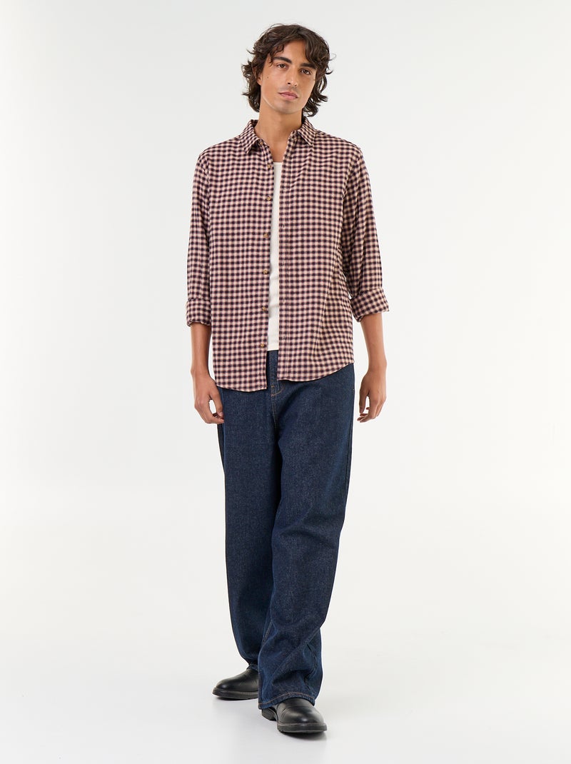 Chemise à carreaux Marron - Kiabi
