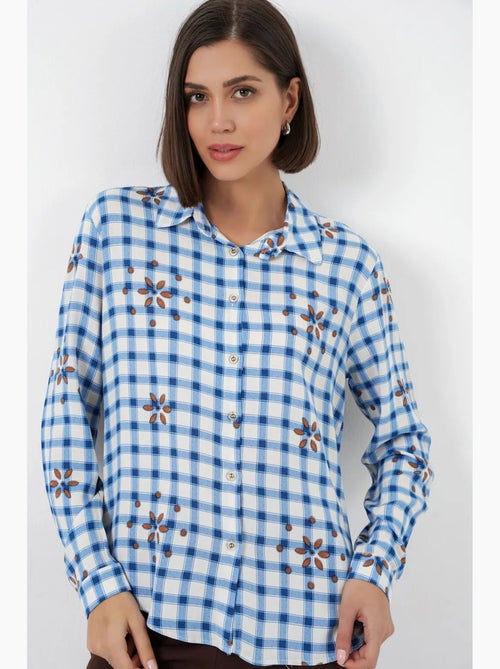 Chemise à carreaux oversize avec fermeture boutonnée bdart - Kiabi Chemise à carreaux oversize avec fermeture boutonnée bdart - Kiabi